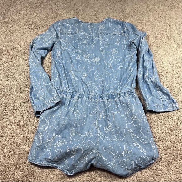 Cloth & Stone Anthropologie Women's Size S Chambray Elastic Waist Romper Blue - Picture 8 of 8